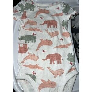 Carters Baby Boy or Baby Girl Short Sleeve Animal Print Onesie